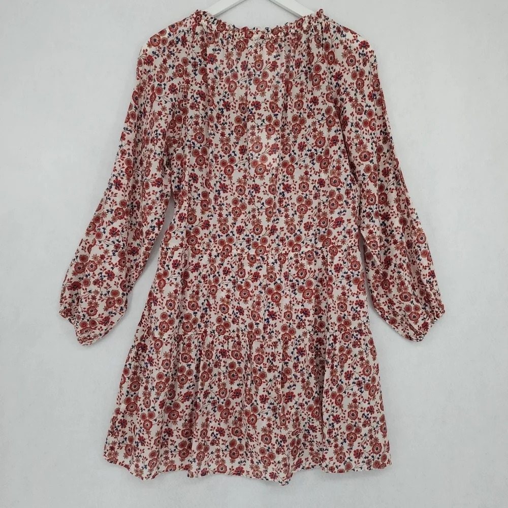 Xirena Dalyn Silk Cotton Blend Floral Tiered Dress in Red Spark - Picture 3 of 7
